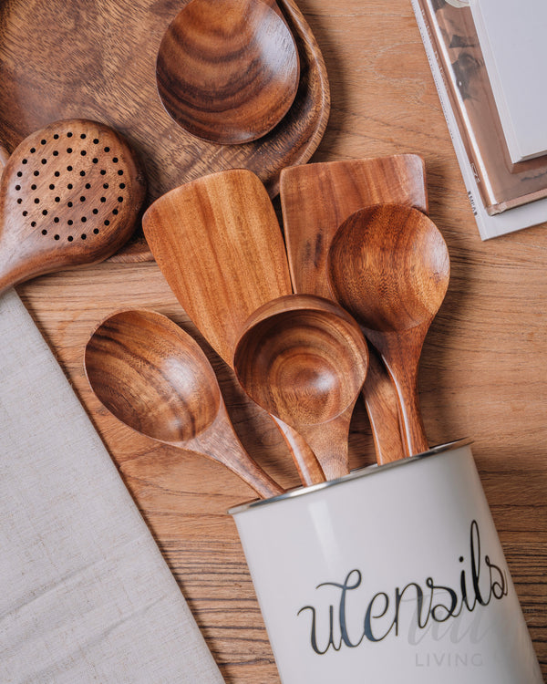 Round Olive Wood Utensil Holder W Utensils, Olive Wood Utensil Holder, Utensil  Holder, Olive Wood Utensils, Cooking Utensils, Olive Wood 