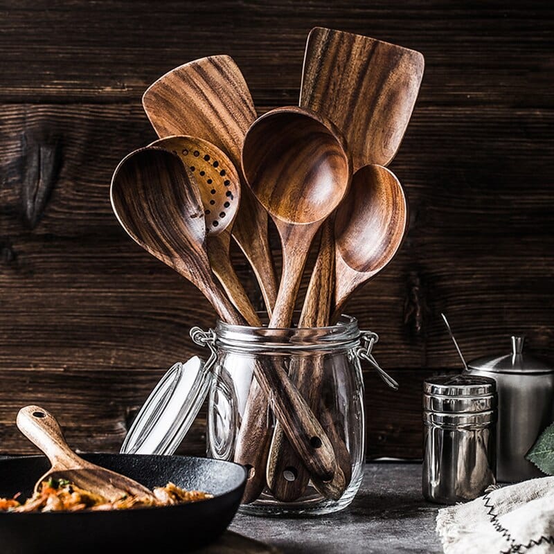 TeakWoodenUtensilSet