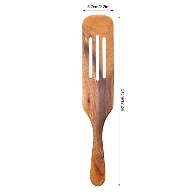 WOODENHOUSE LIFELONG QUALITY wooden spurtle set, teak spurtles kitchen  tools, wooden spatula for cooking, wood utensils set of 5 with spoon rest,  non stic