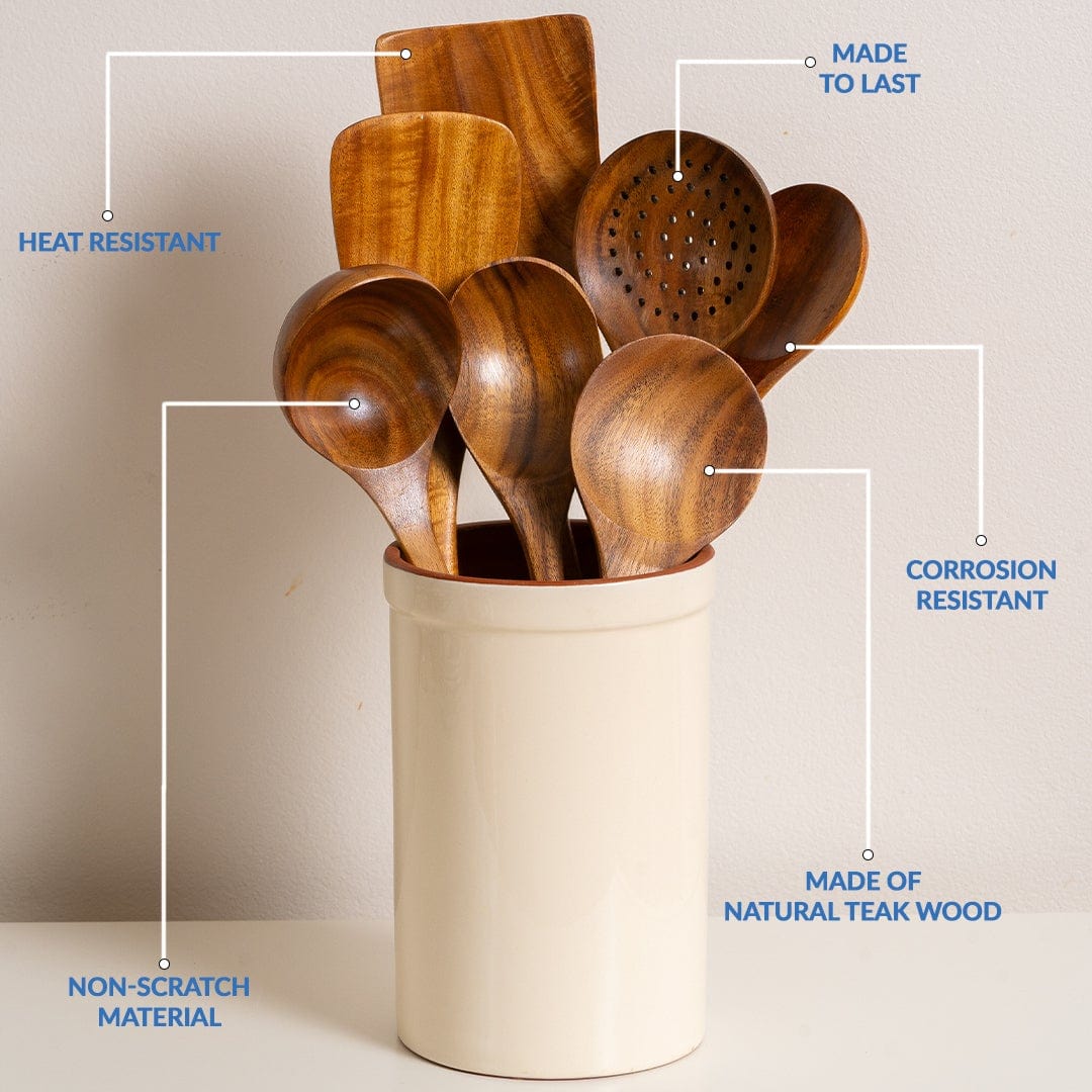 Teak Wood Kitchen Tools & Utensils - Durable & Natural